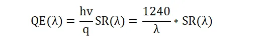 量子效率（QE）与响应度（SR）的关系公式