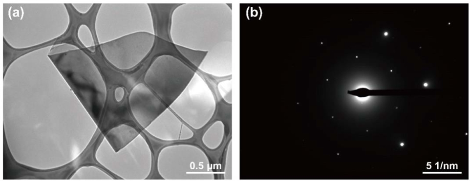 墨烯的 (a) TEM图像和 (b) SAED图