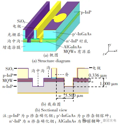 图2 新型沟中沟脊波导激光器结构示意图