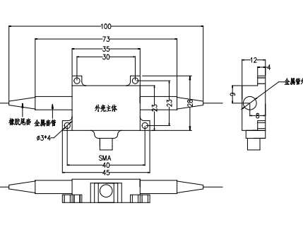 1650nm声光调制器结构尺寸图