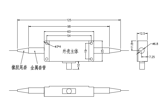 2000nm声光调制器结构尺寸图